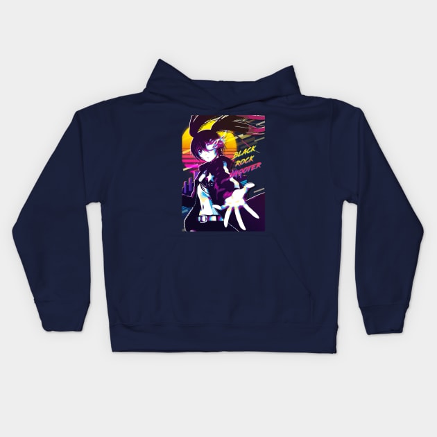 Black Rock Shooter Kids Hoodie by 80sRetro